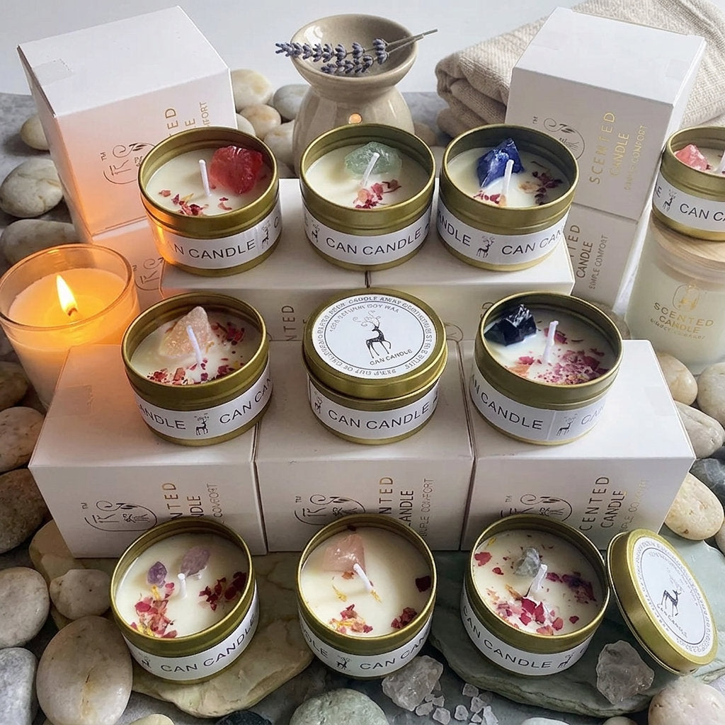 crystal mineral candle collection