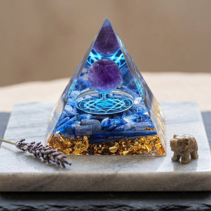 Cosmic Energy Pyramid amethyst blue kyanite