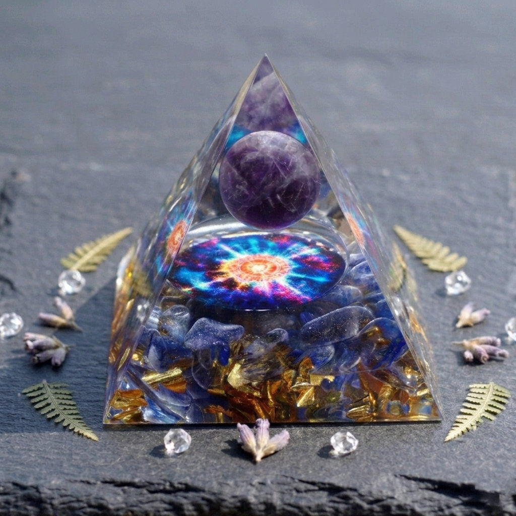 Cosmic Energy Pyramid amethyst lapis lazuli