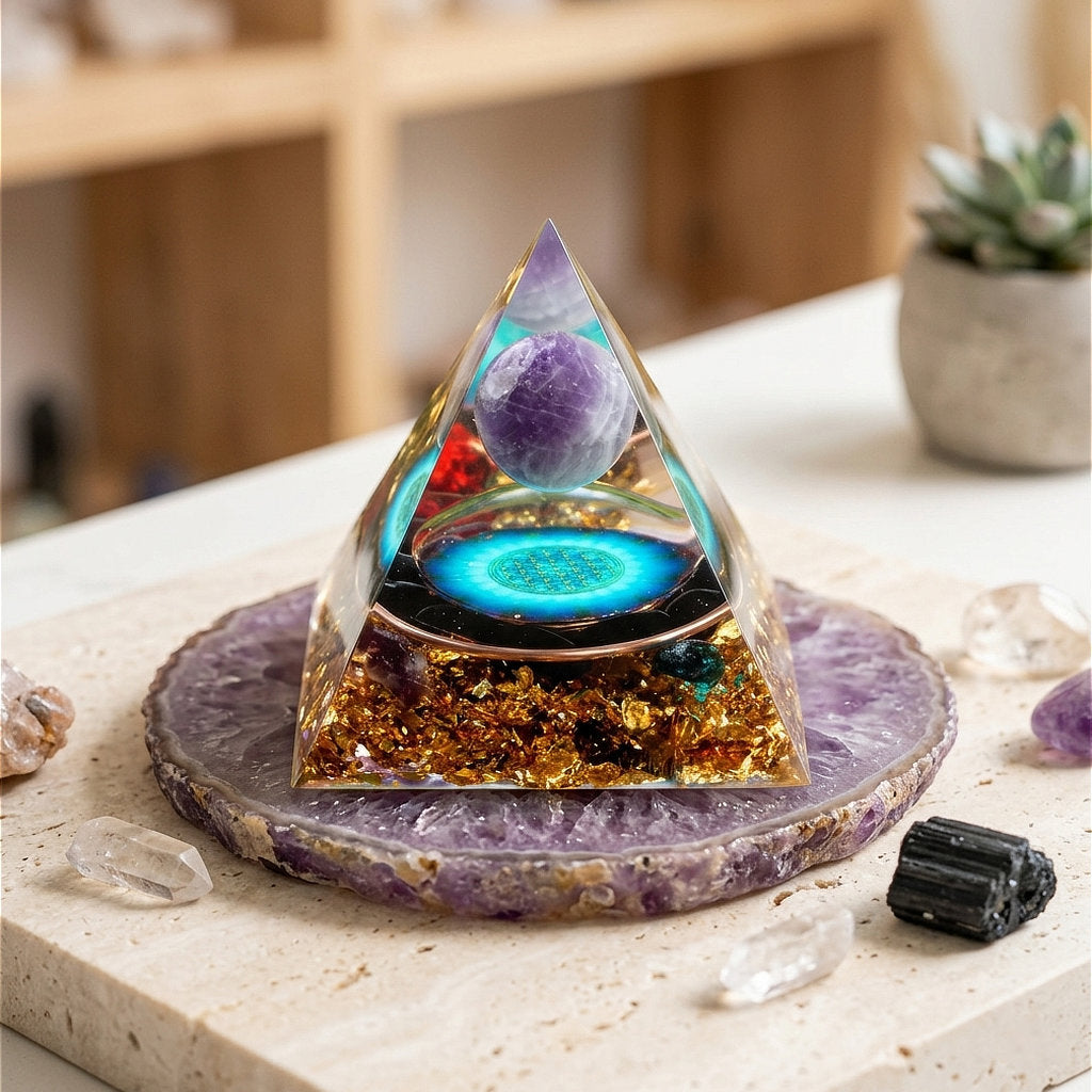 Cosmic Energy Pyramid amethyst obsidian