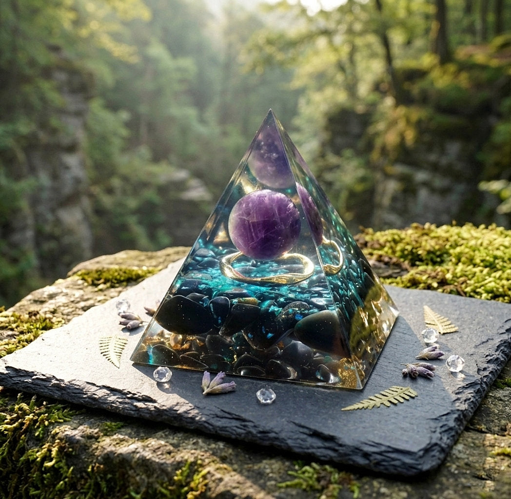 Cosmic Energy Pyramid amethyst obsidian