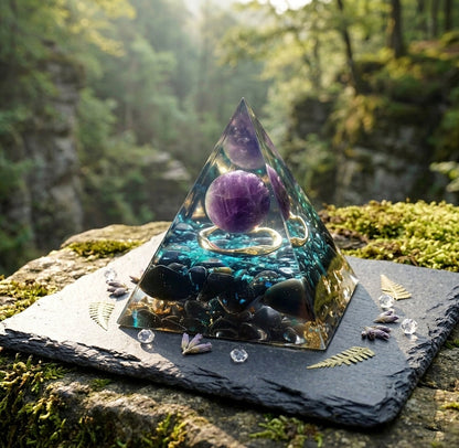 Cosmic Energy Pyramid amethyst obsidian