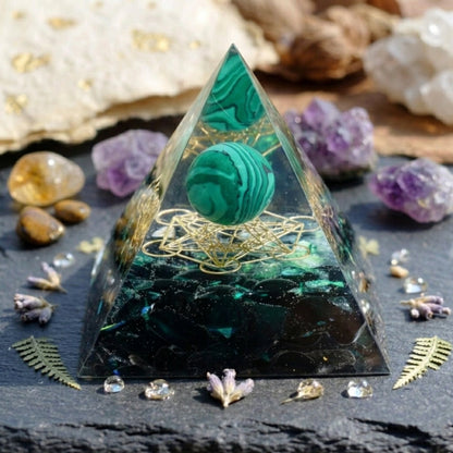 Cosmic Energy Pyramid malachite obsidian