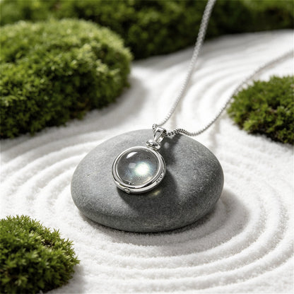 Sleek Grey Moonlight natural stone necklace with a subtle pearlescent sheen for modern executive style.
