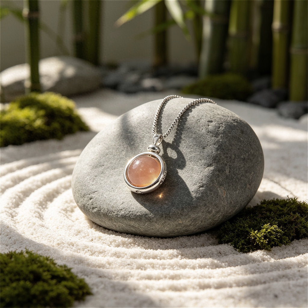 Radiant natural Sunstone necklace reflecting warm orange hues, designed for daily energy and focus.