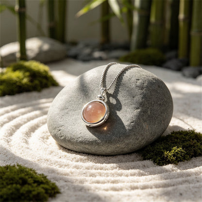 Radiant natural Sunstone necklace reflecting warm orange hues, designed for daily energy and focus.