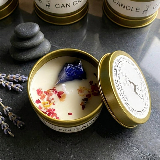 vanilla blue stone crystal candle